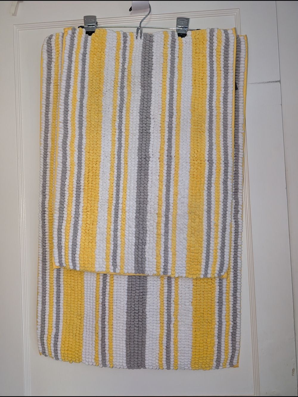 Trina Turk Striped Yellow, Gray & White Bath Rug - 33"X21" And 24"X17"